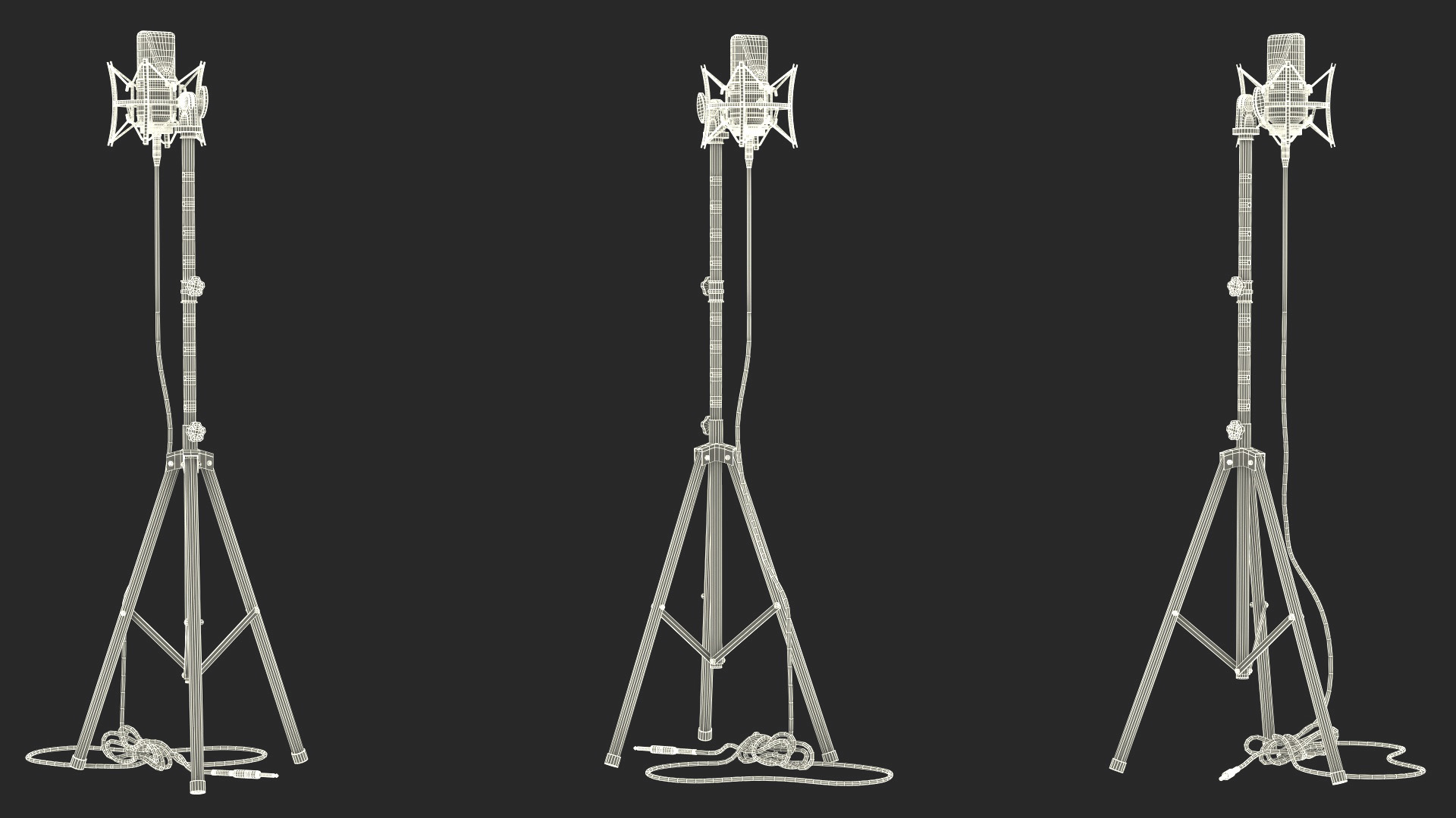 Vintage Studio Microphone on Stand 3D model