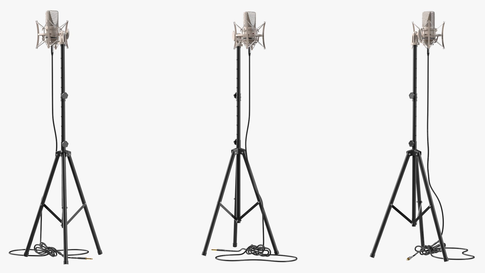 Vintage Studio Microphone on Stand 3D model