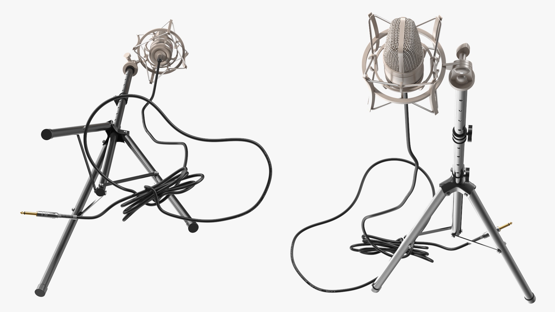 Vintage Studio Microphone on Stand 3D model