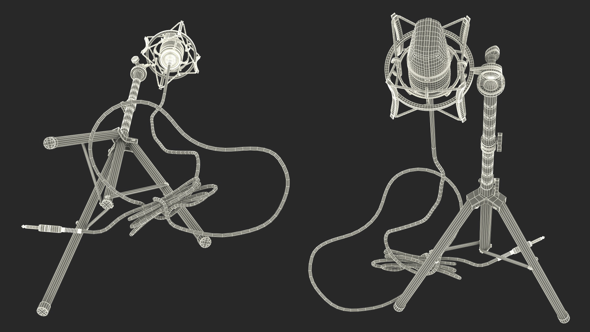Vintage Studio Microphone on Stand 3D model