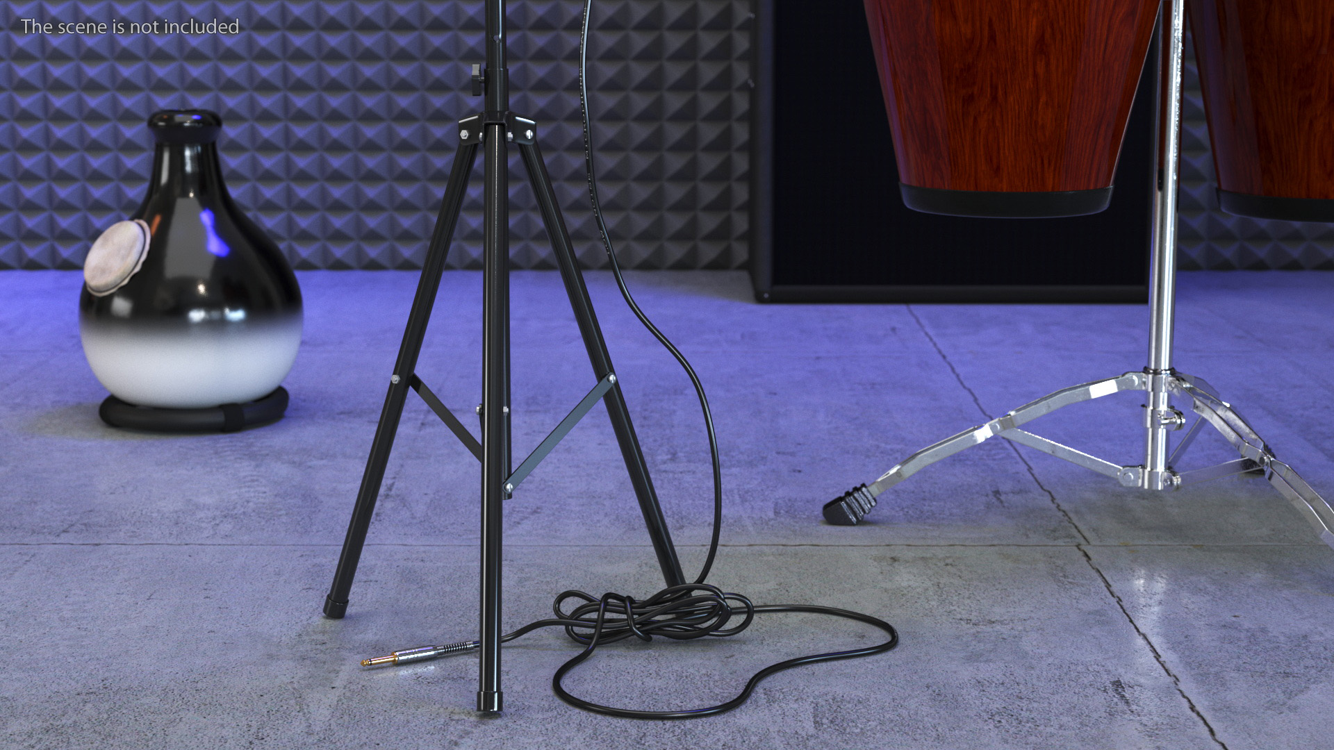 Vintage Studio Microphone on Stand 3D model