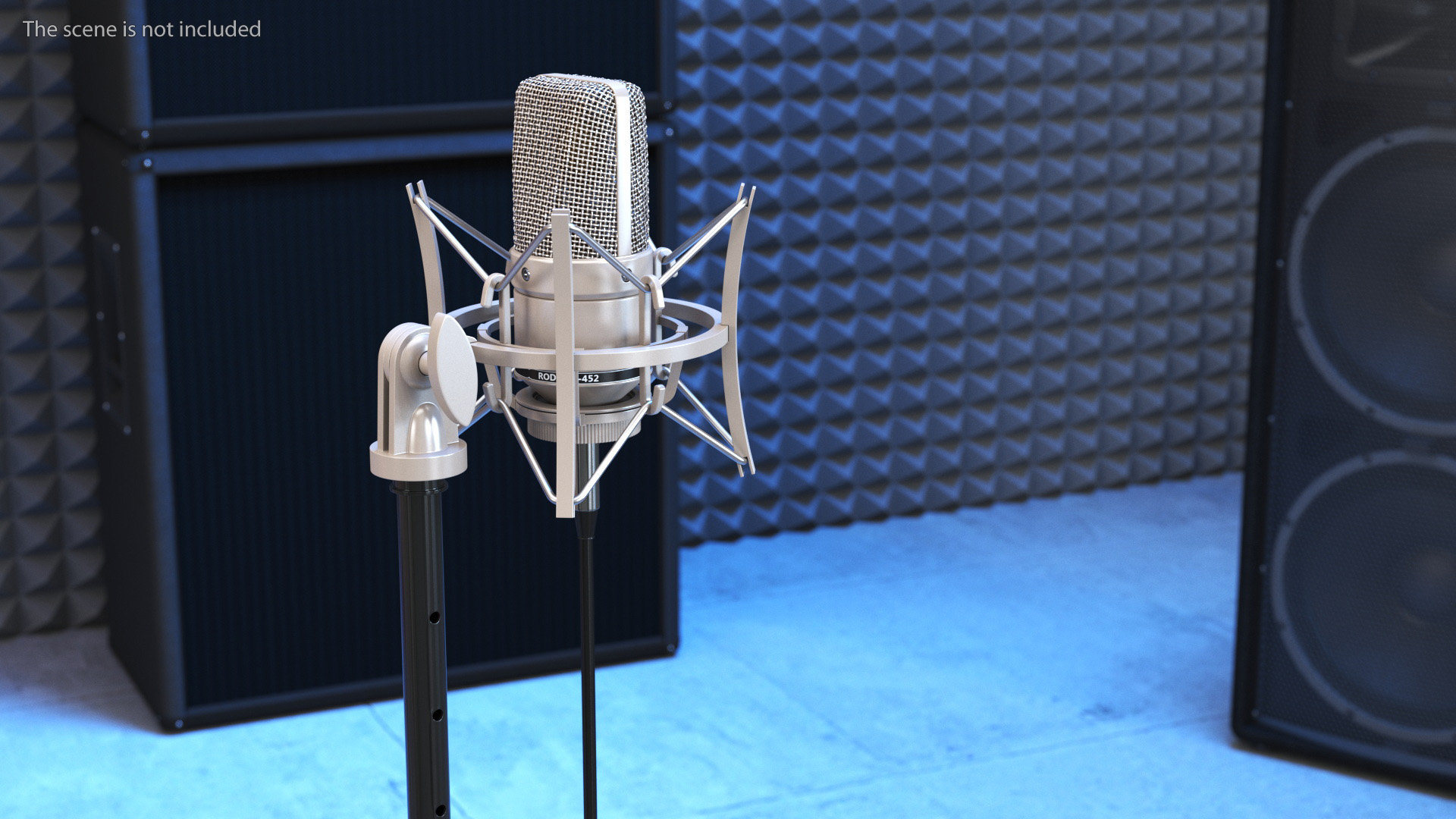Vintage Studio Microphone on Stand 3D model