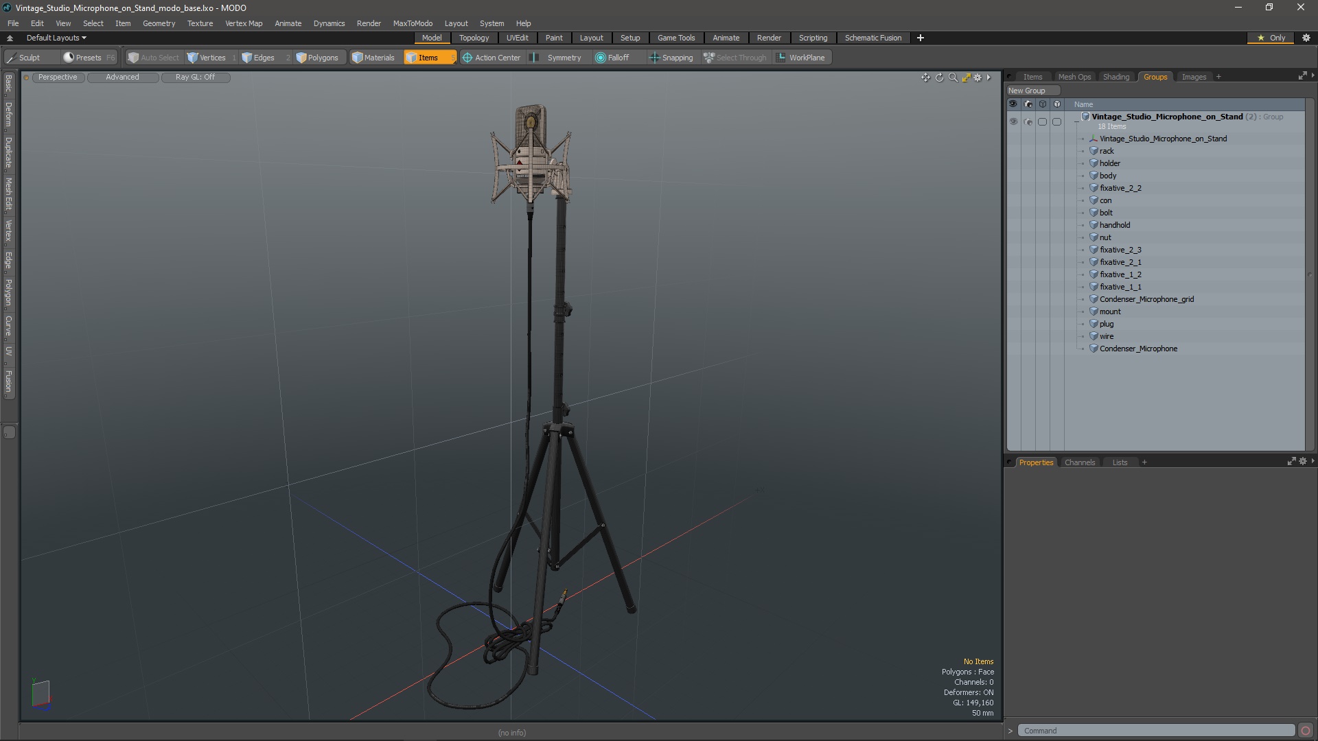 Vintage Studio Microphone on Stand 3D model