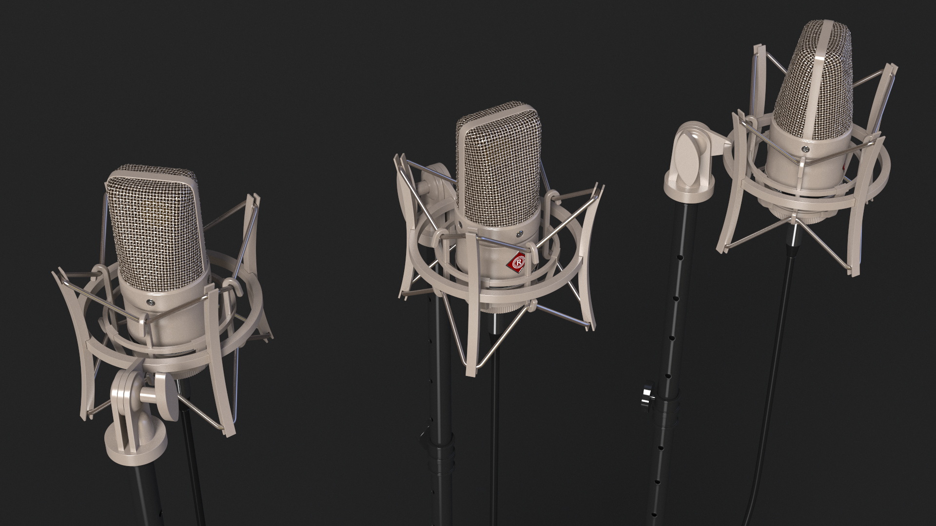Vintage Studio Microphone on Stand 3D model