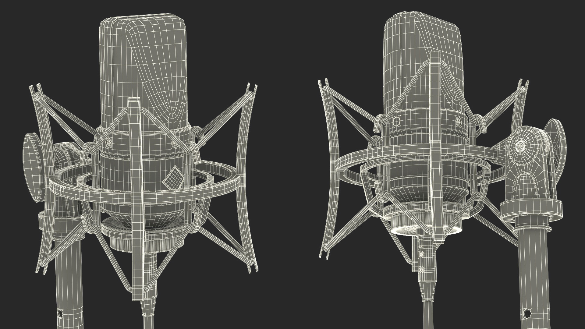 Vintage Studio Microphone on Stand 3D model