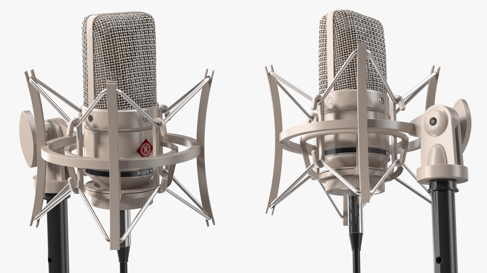 Vintage Studio Microphone on Stand 3D model