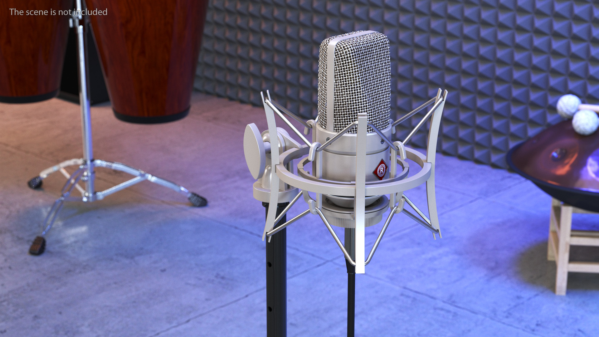 Vintage Studio Microphone on Stand 3D model