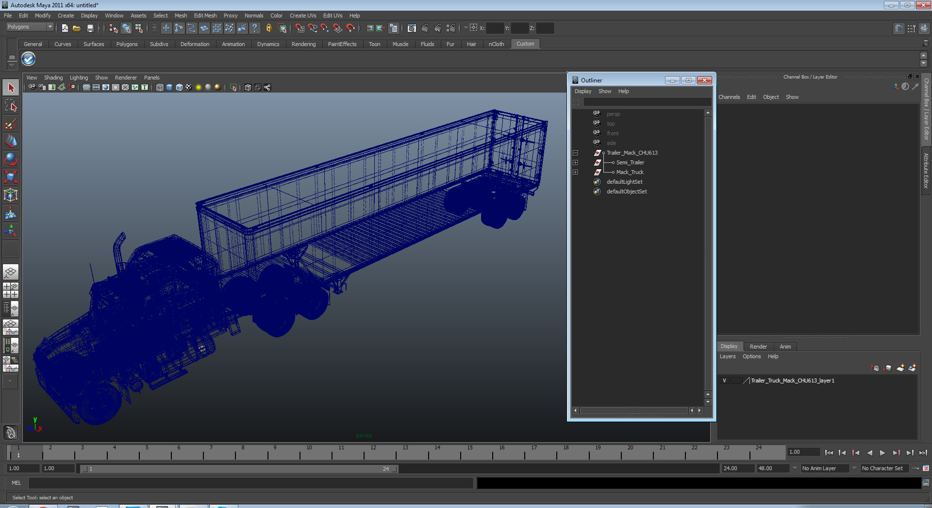 3D model Trailer Truck Mack CHU613