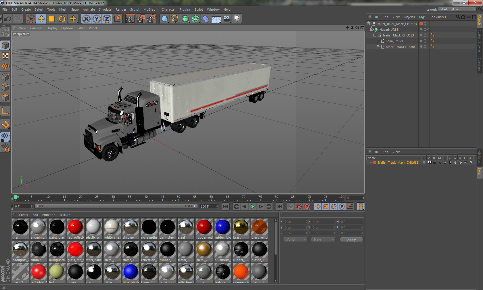 3D model Trailer Truck Mack CHU613
