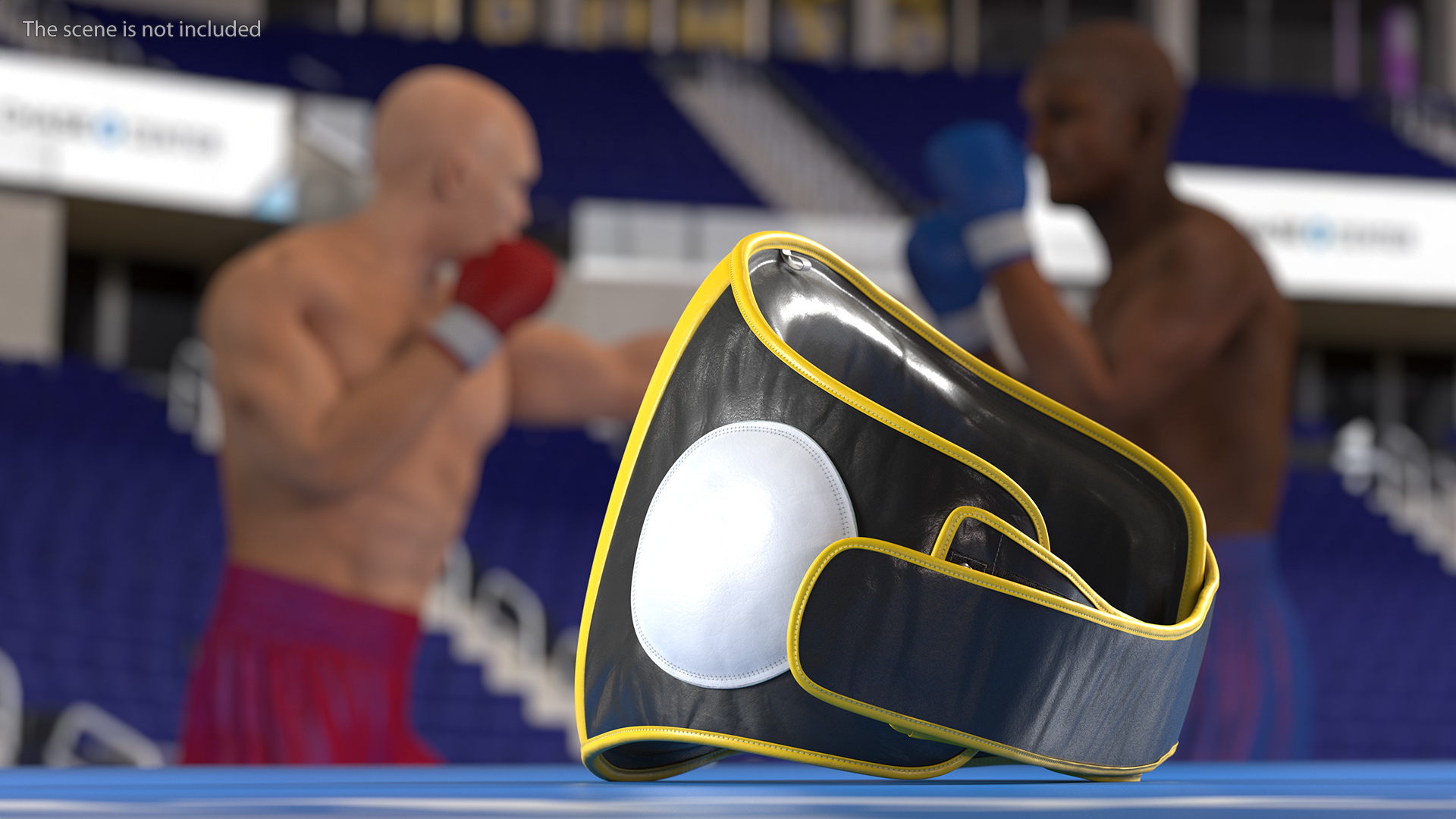 3D Muay Thai Leather Belly Pad Maneken Black Yellow model