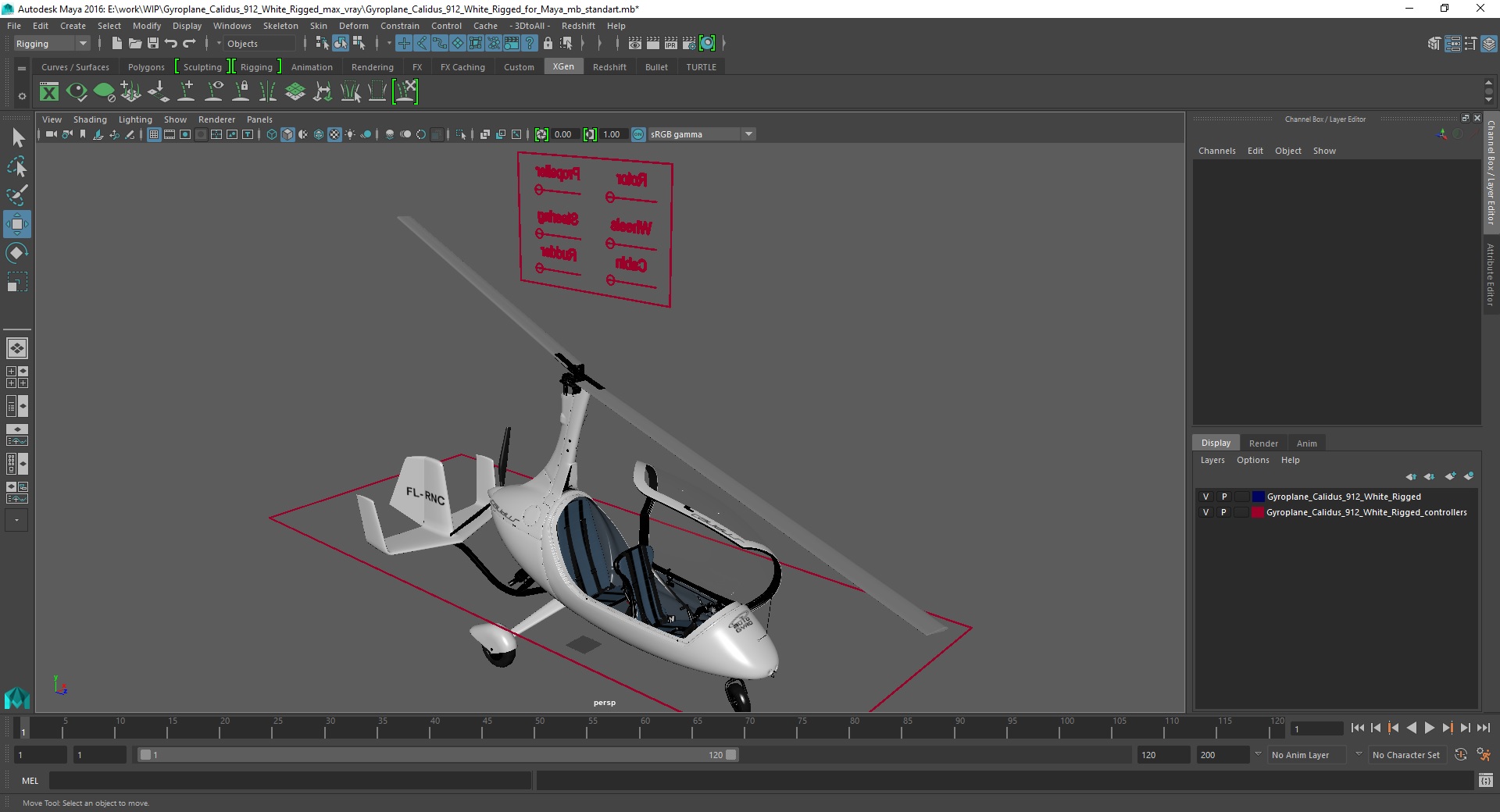 3D Gyroplane Calidus 912 White Rigged for Maya model