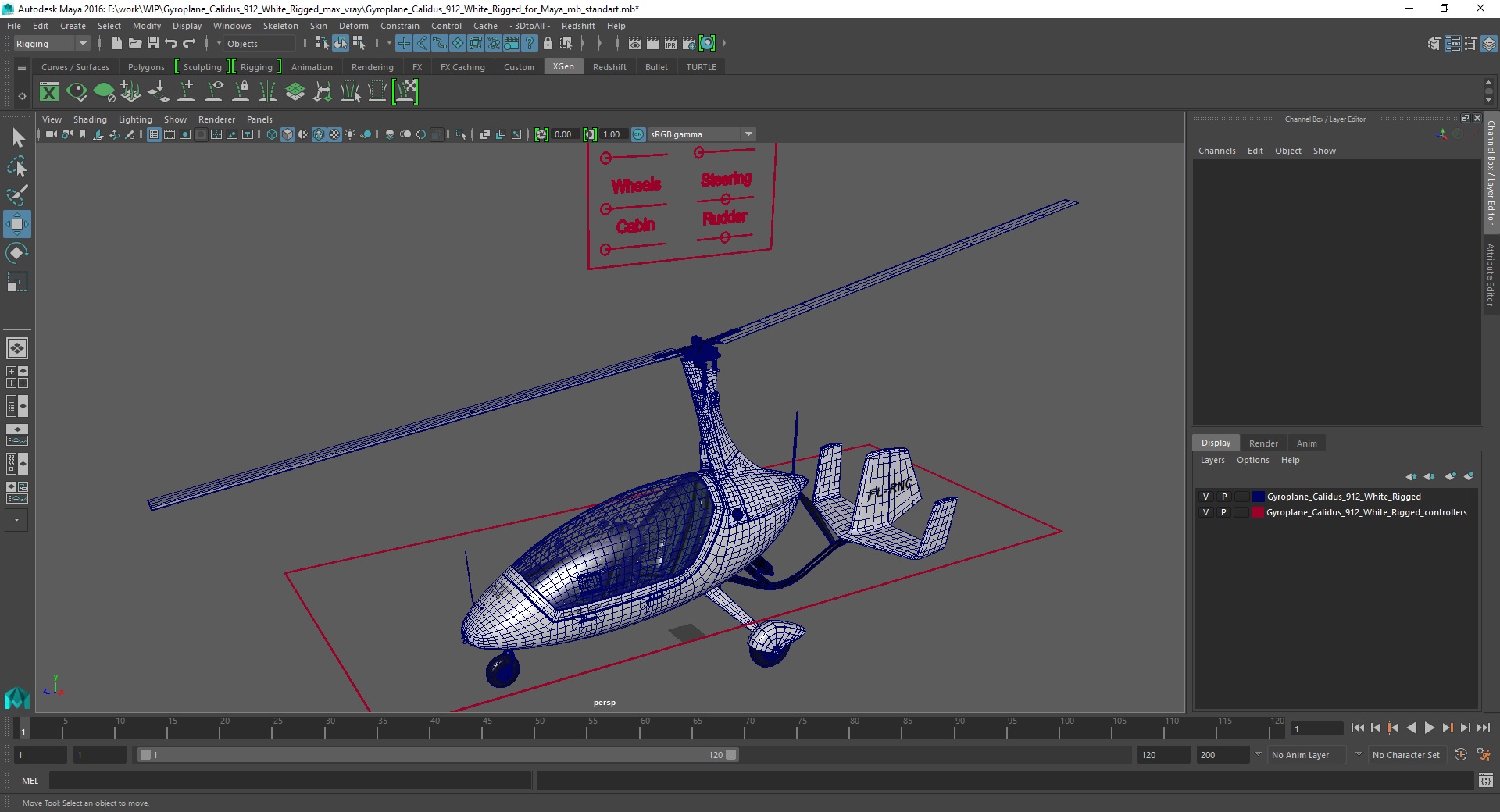 3D Gyroplane Calidus 912 White Rigged for Maya model