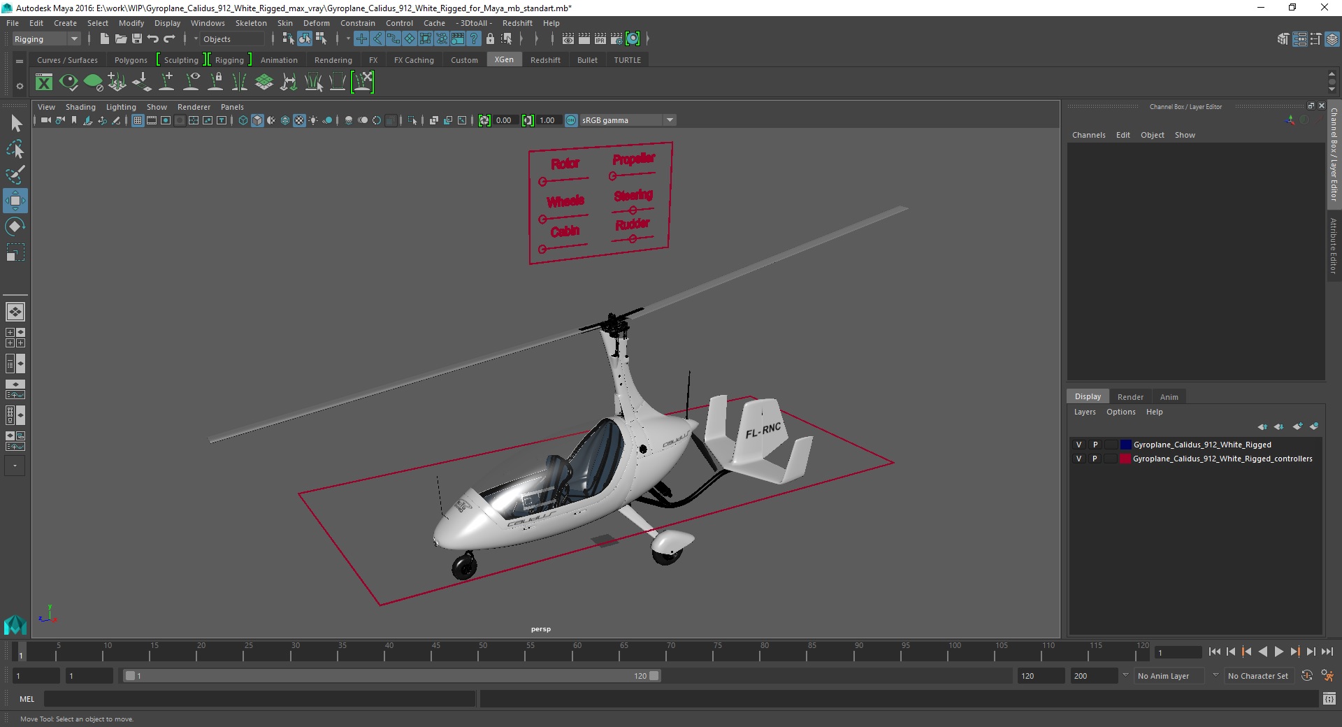 3D Gyroplane Calidus 912 White Rigged for Maya model