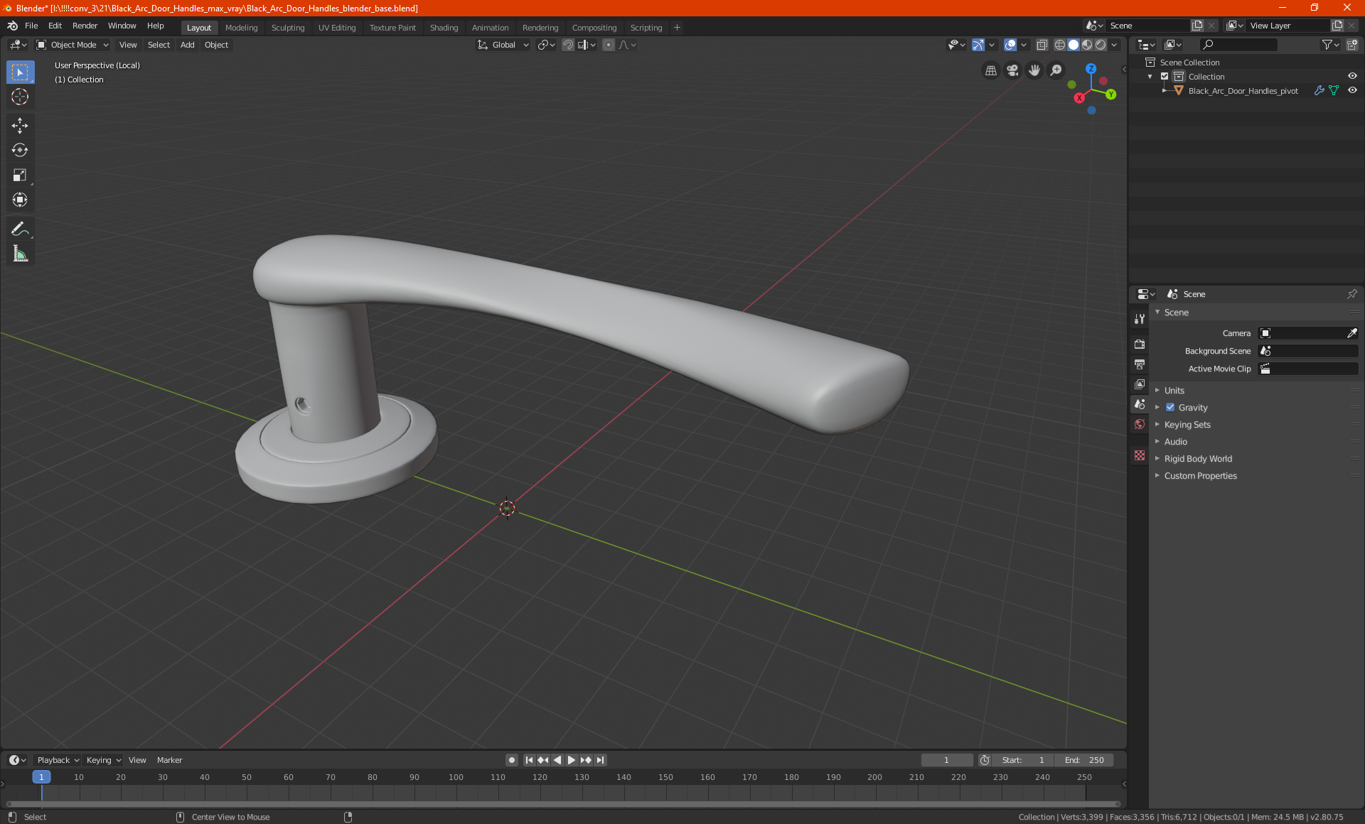 Black Arc Door Handles 3D
