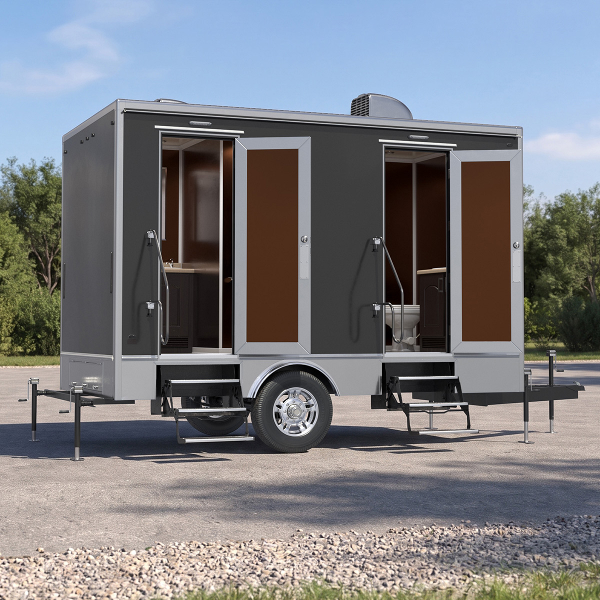 Twin Restroom Utility Trailer 3D model preview