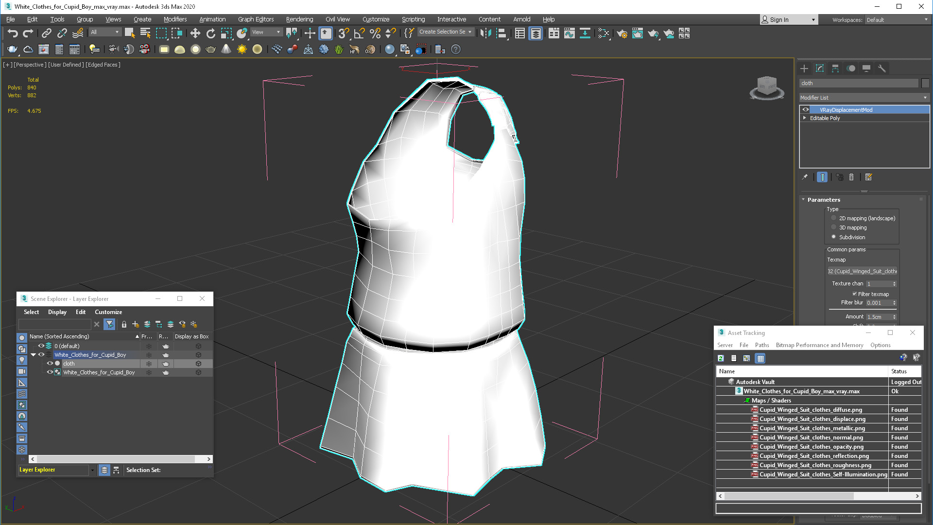 White Clothes for Cupid Boy 3D