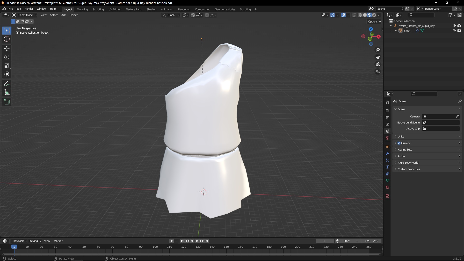 White Clothes for Cupid Boy 3D