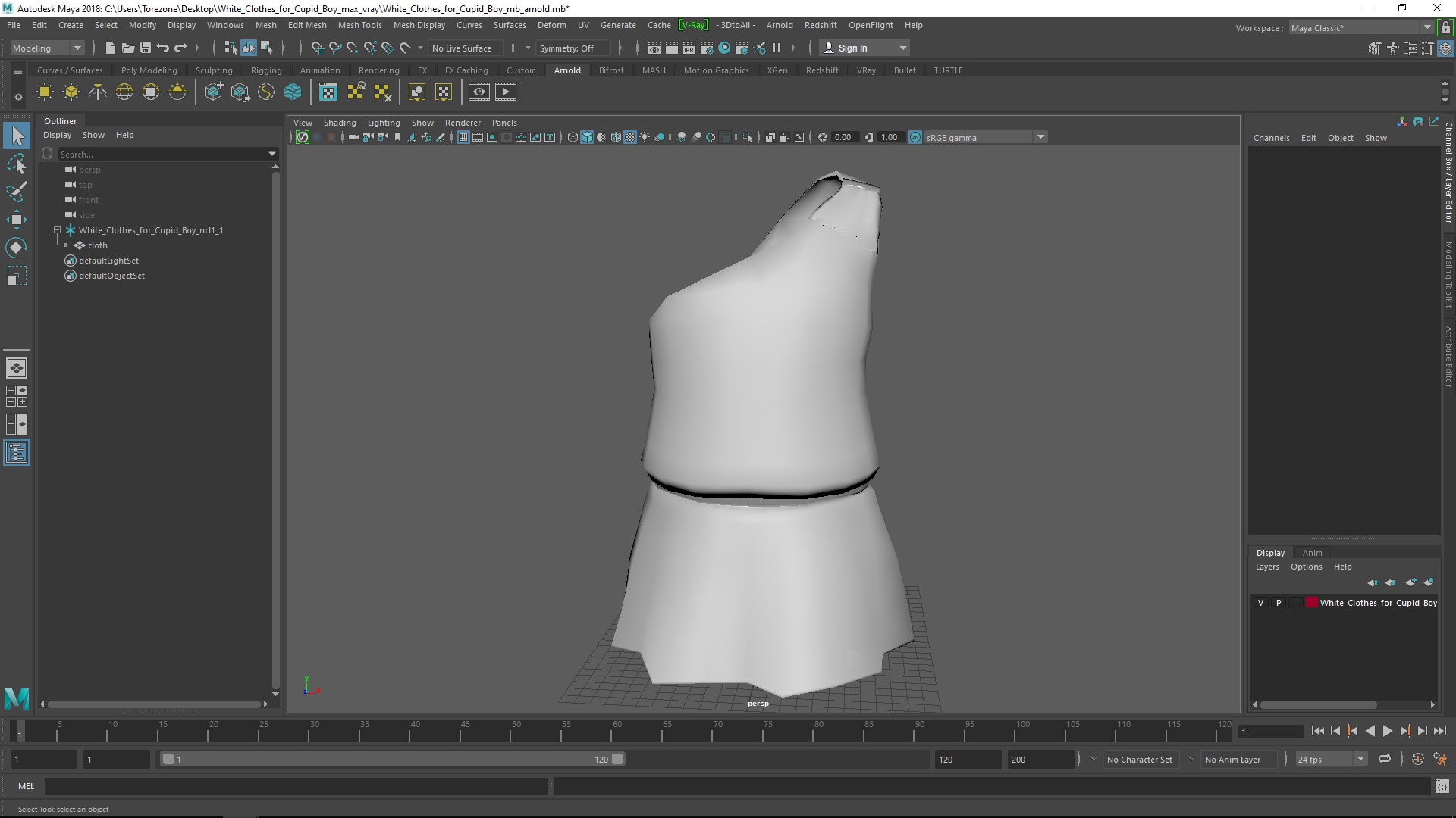 White Clothes for Cupid Boy 3D
