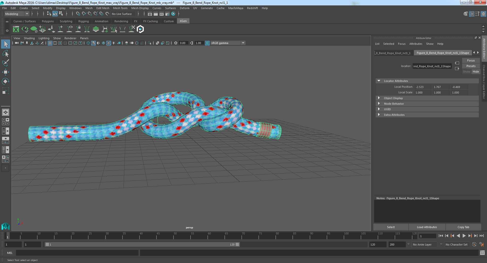 3D Figure 8 Bend Rope Knot model