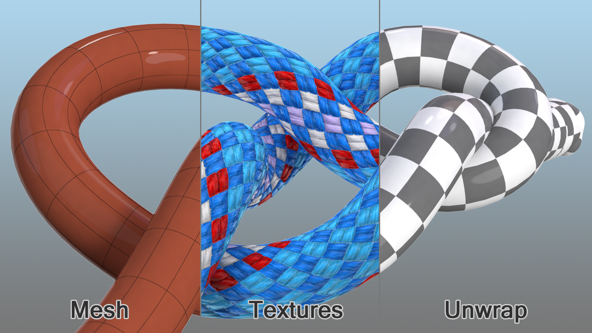 3D Figure 8 Bend Rope Knot model