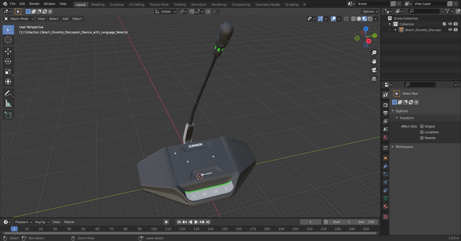 3D model Bosch Dicentis Discussion Device with Language Selector