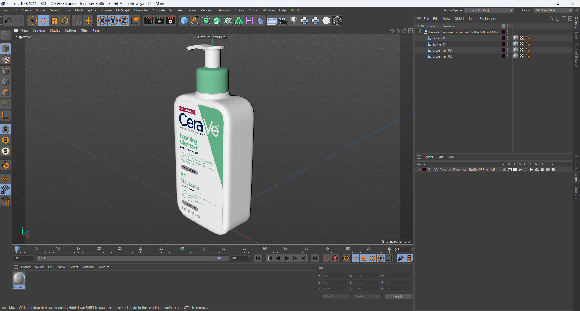 CeraVe Cleanser Dispenser Bottle 236 ml Mint 3D model