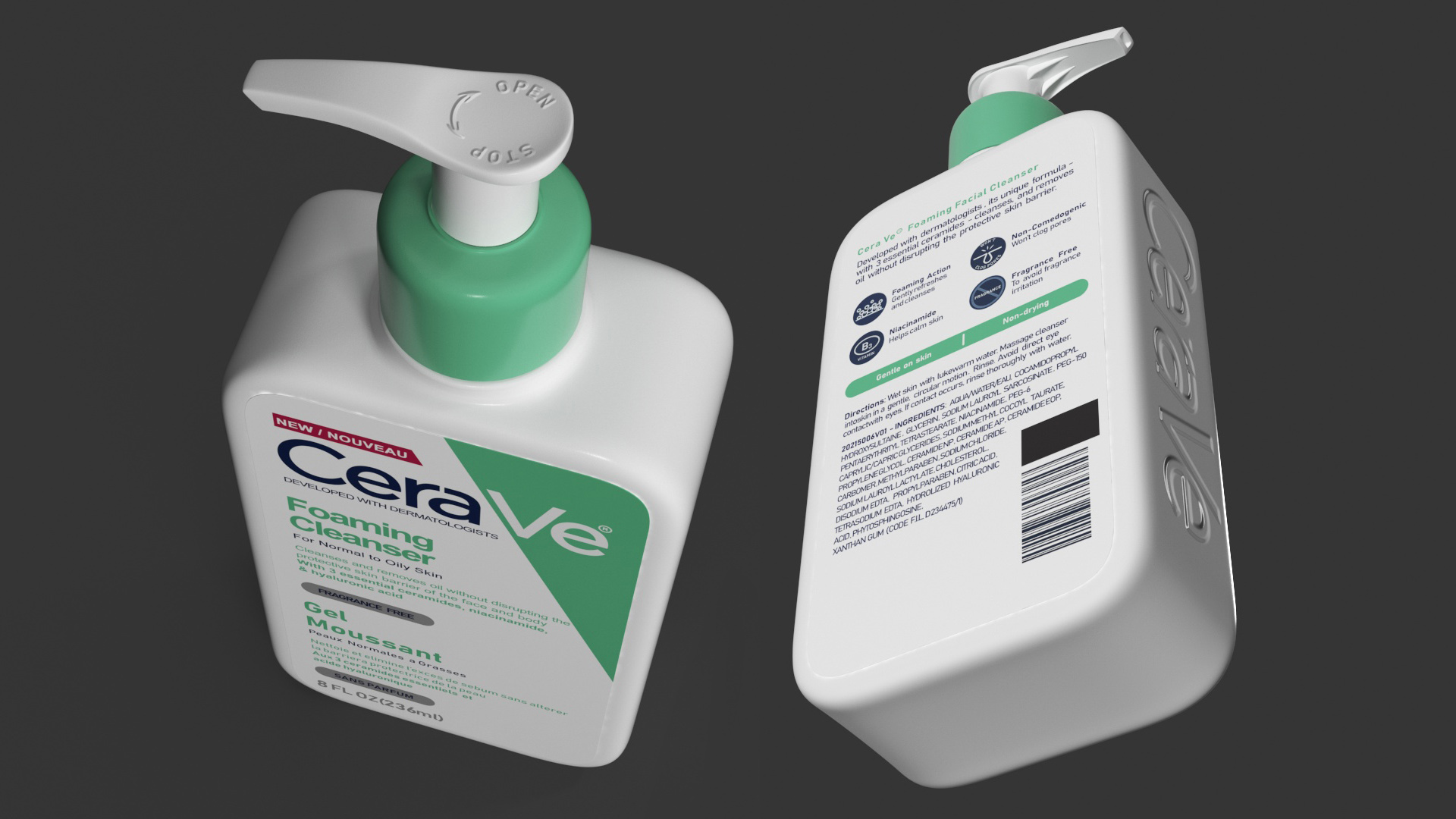 CeraVe Cleanser Dispenser Bottle 236 ml Mint 3D model