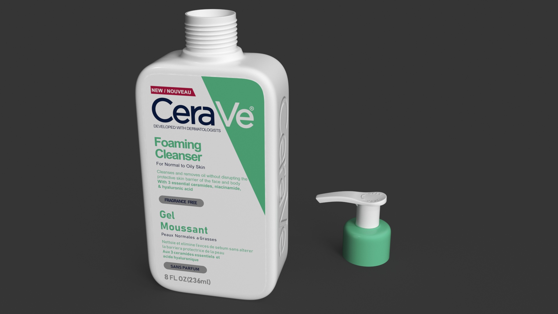 CeraVe Cleanser Dispenser Bottle 236 ml Mint 3D model