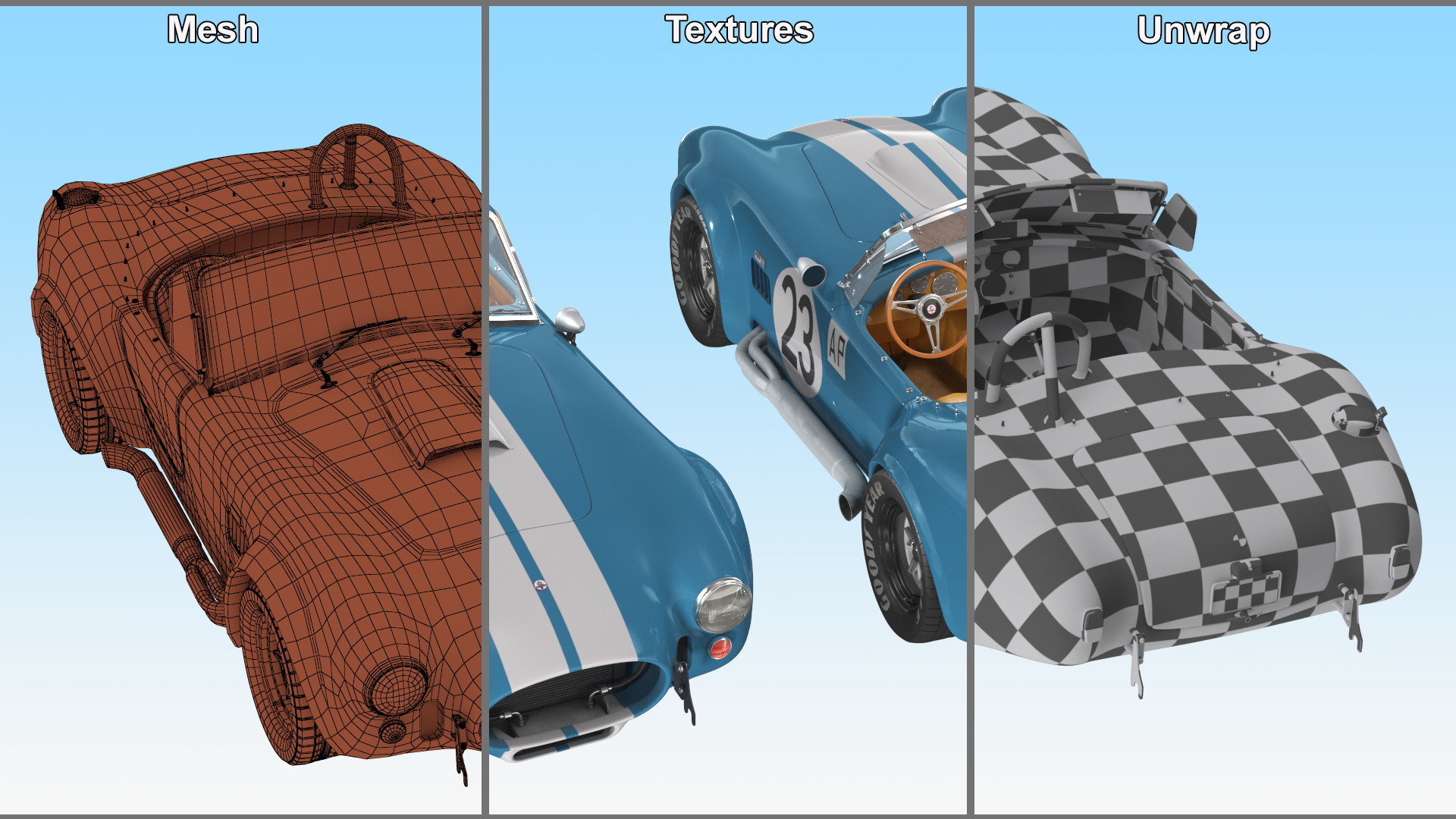 AC Shelby Cobra 1965 Blue Yellow 1965 3D