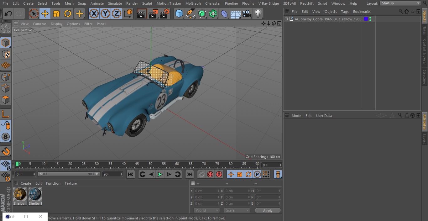 AC Shelby Cobra 1965 Blue Yellow 1965 3D