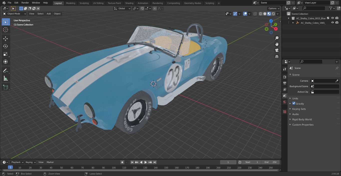AC Shelby Cobra 1965 Blue Yellow 1965 3D