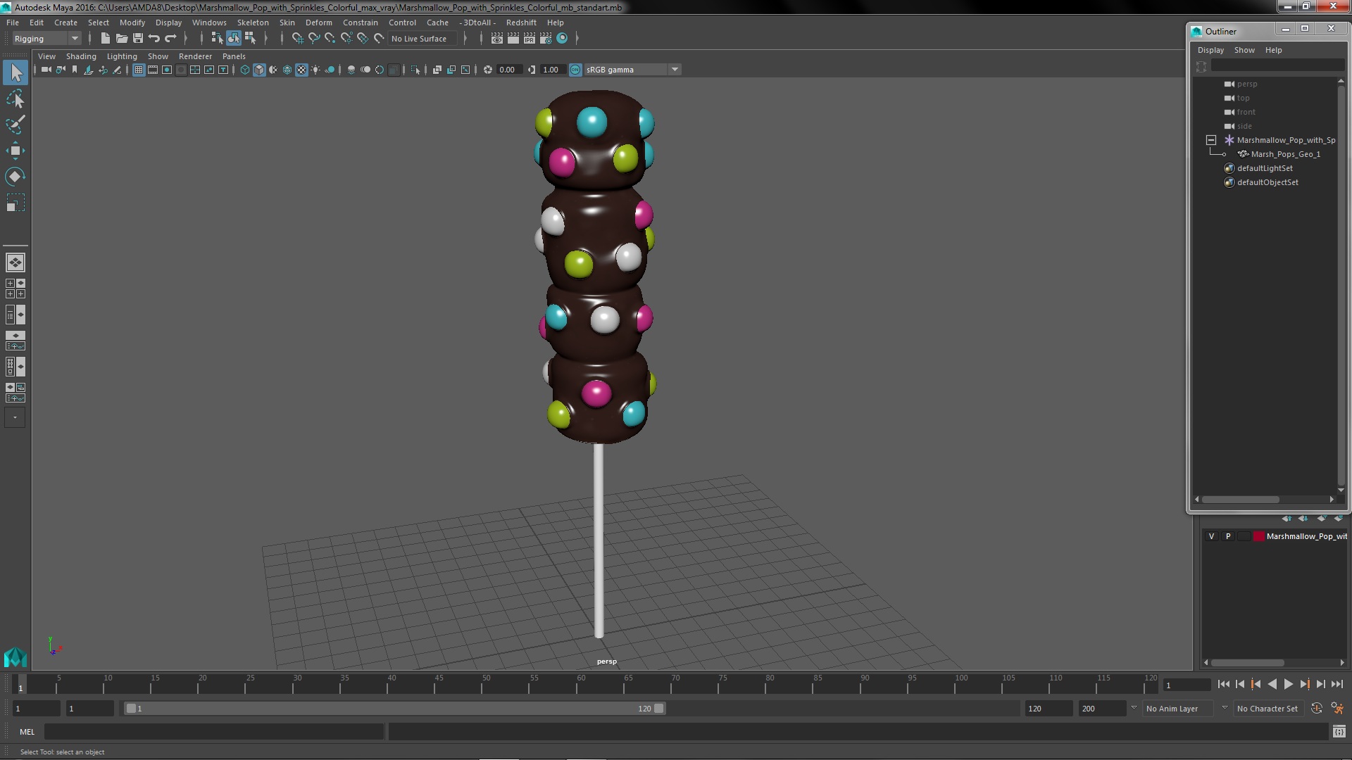 Marshmallow Pop with Sprinkles Colorful 3D model