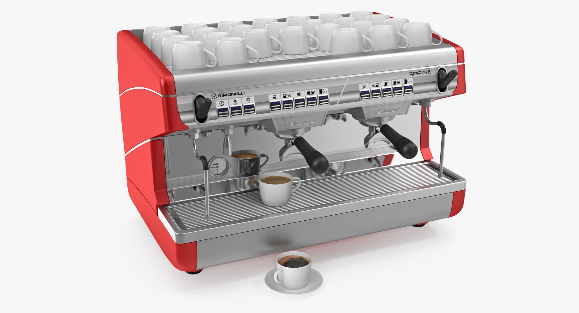 3D Espresso Machine with Coffee Cups model