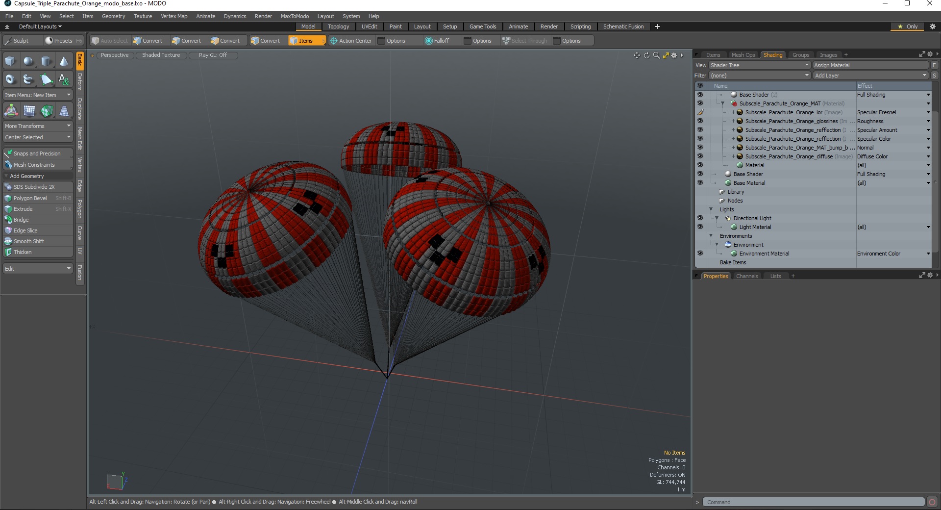 3D Capsule Triple Parachute Orange