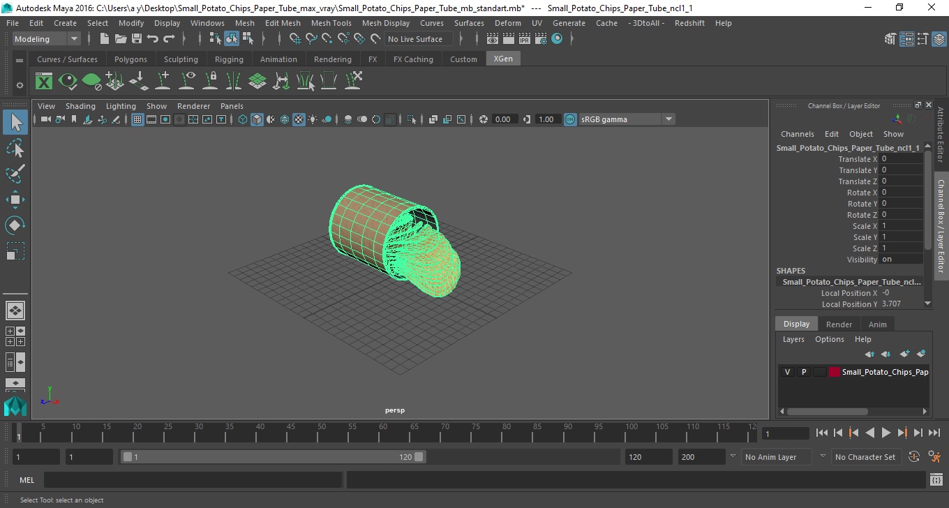 Small Potato Chips Paper Tube 3D model