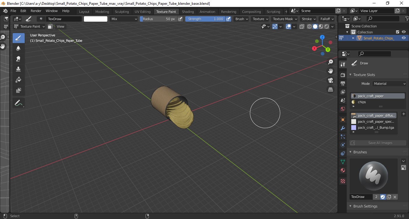 Small Potato Chips Paper Tube 3D model
