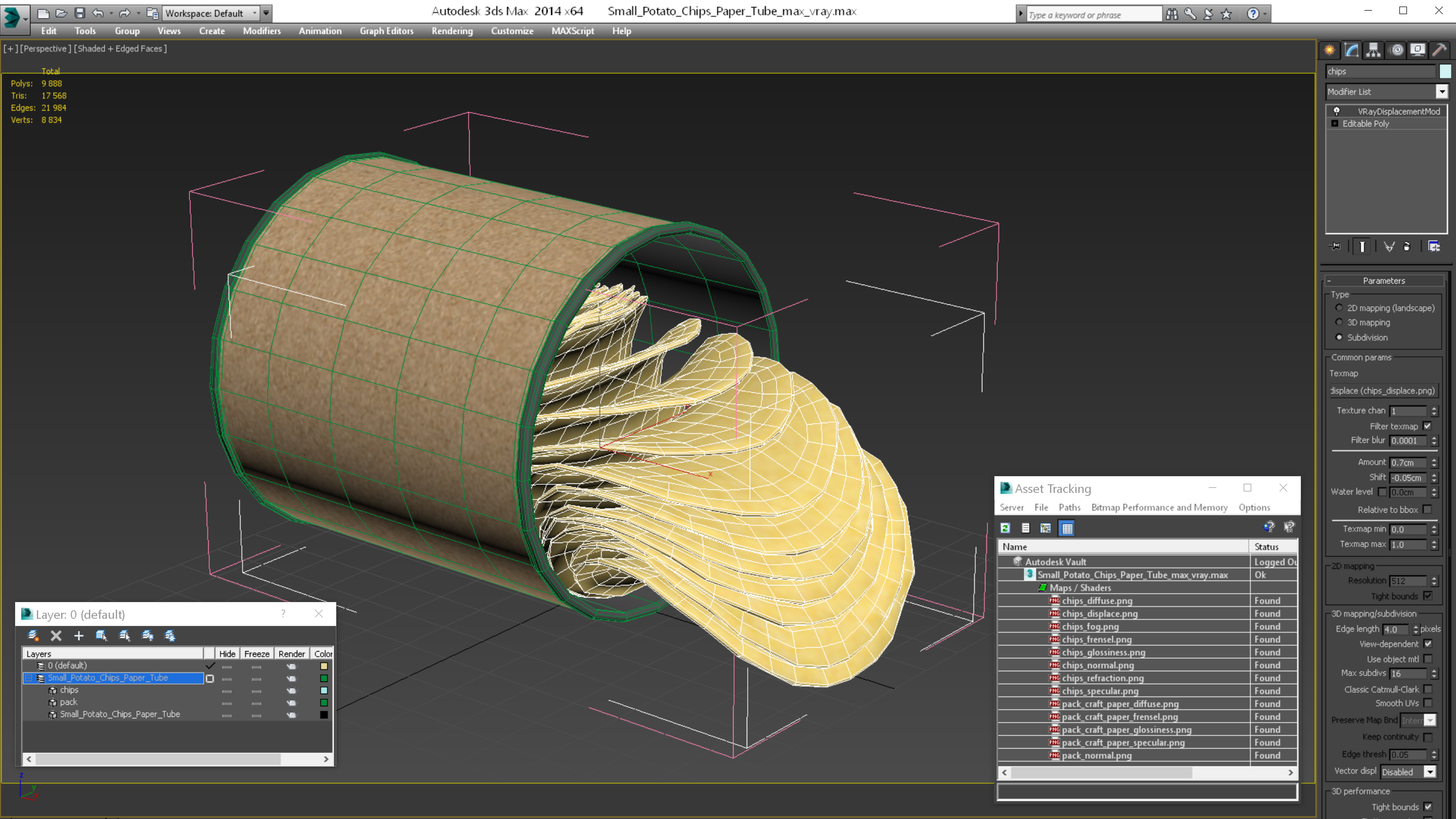 Small Potato Chips Paper Tube 3D model