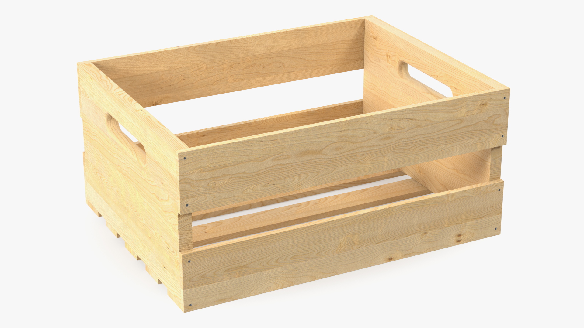 Small Low Beige Wooden Fruit Box 3D
