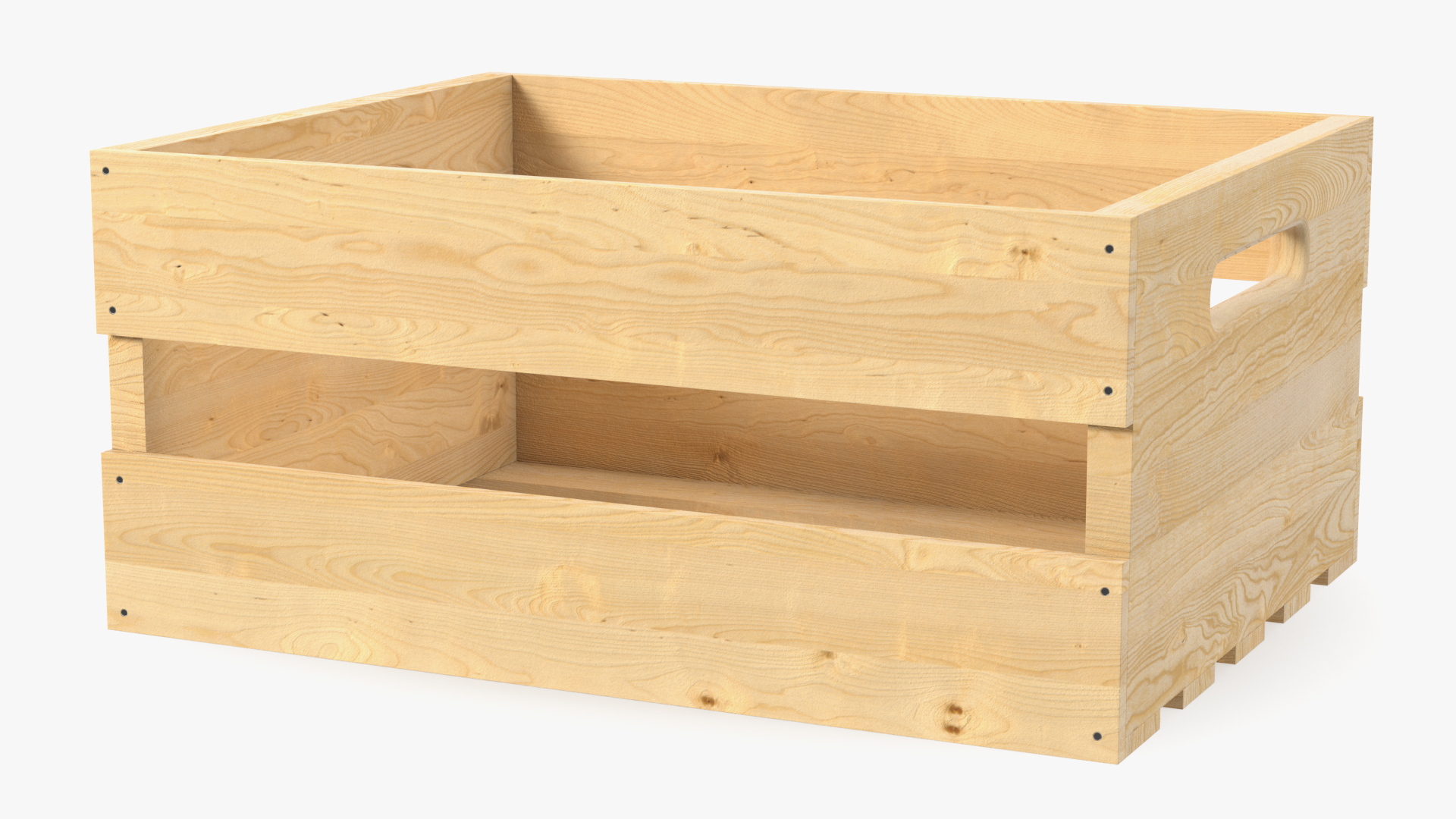 Small Low Beige Wooden Fruit Box 3D