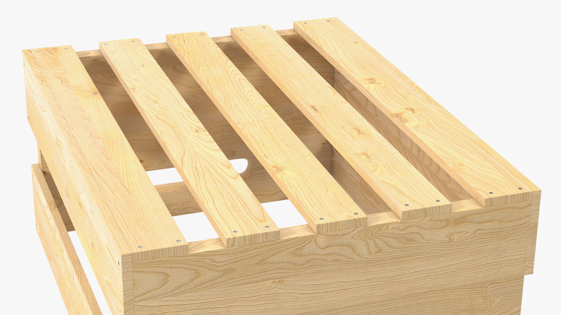 Small Low Beige Wooden Fruit Box 3D