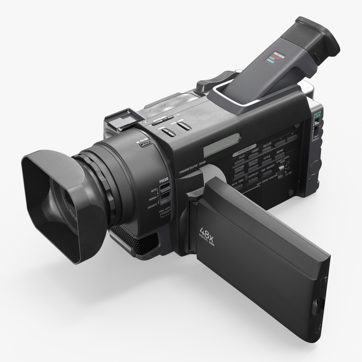 Retro Folded Tape Video Camera with Tape 3D model preview