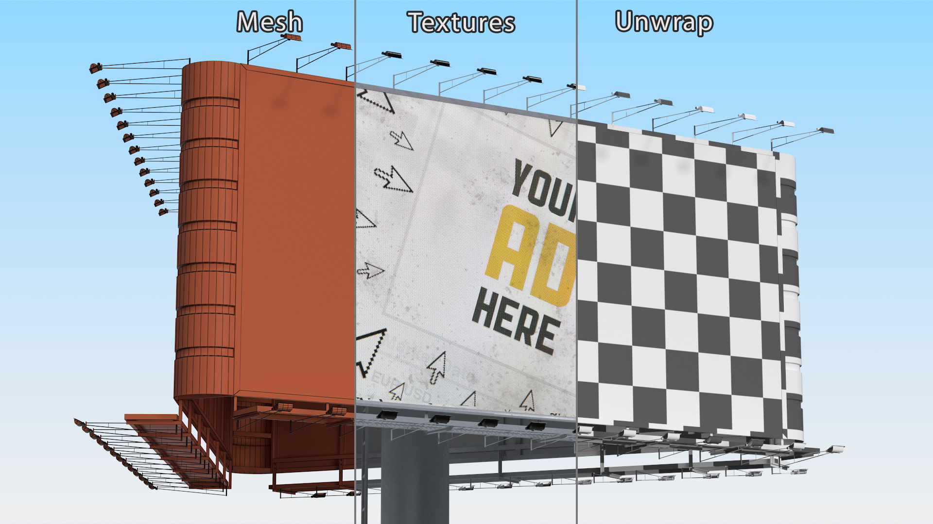 Street Structure Three Side Billboard 3D
