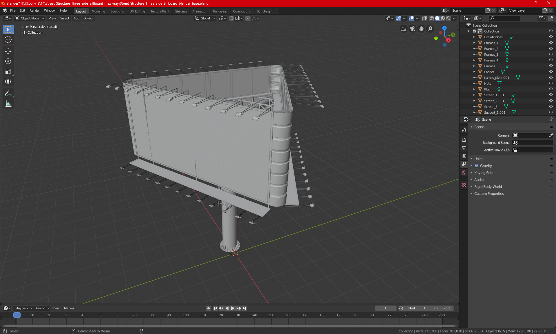 Street Structure Three Side Billboard 3D