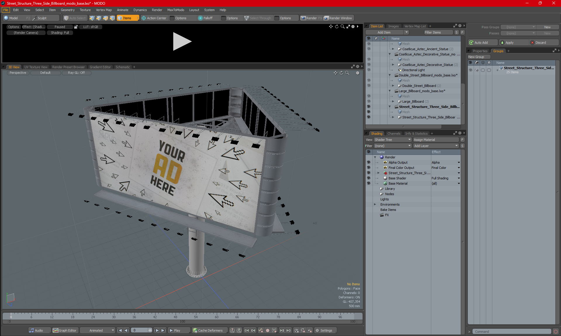Street Structure Three Side Billboard 3D