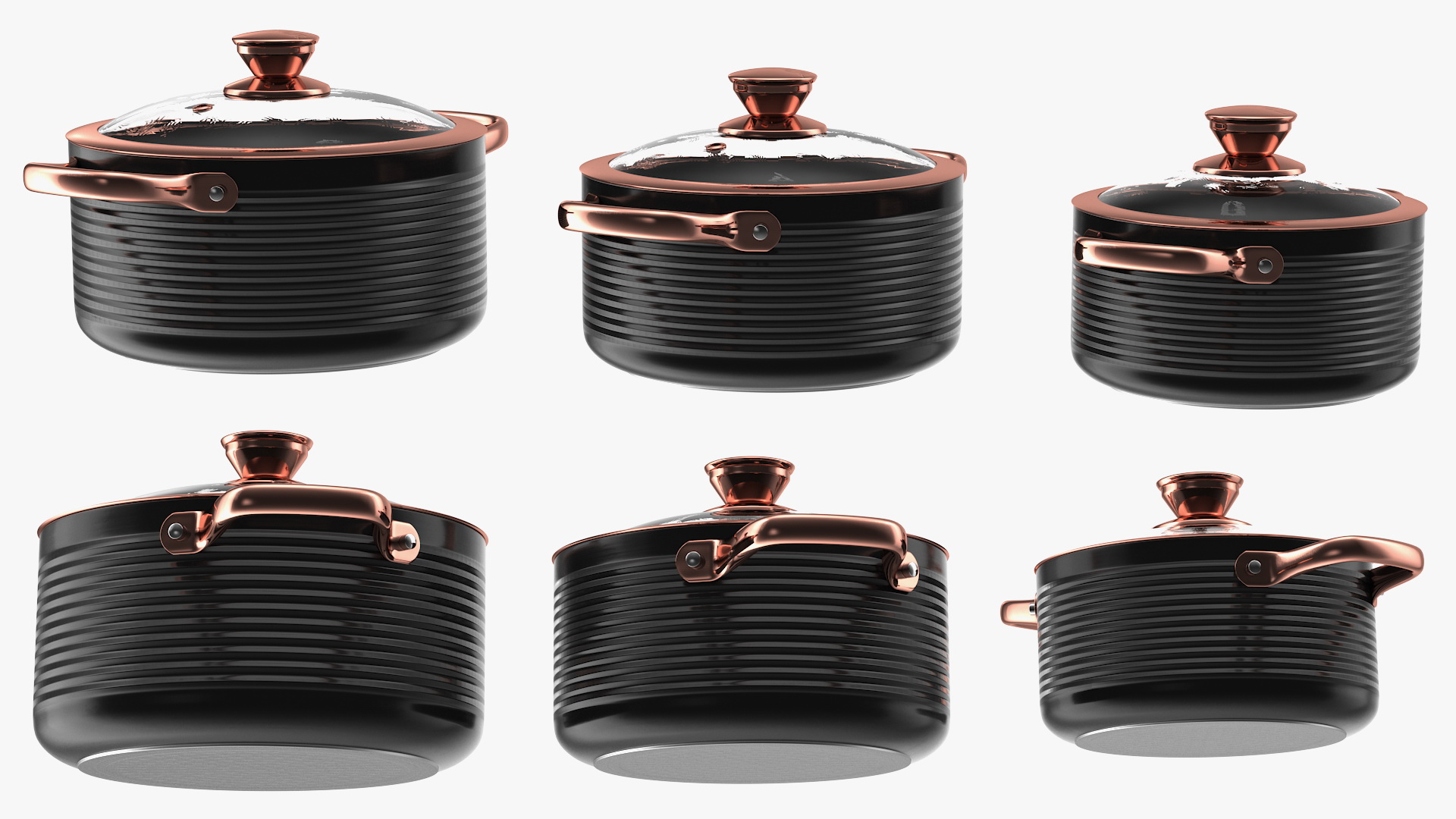 3D model Tower Cooking Pot with Lid Set