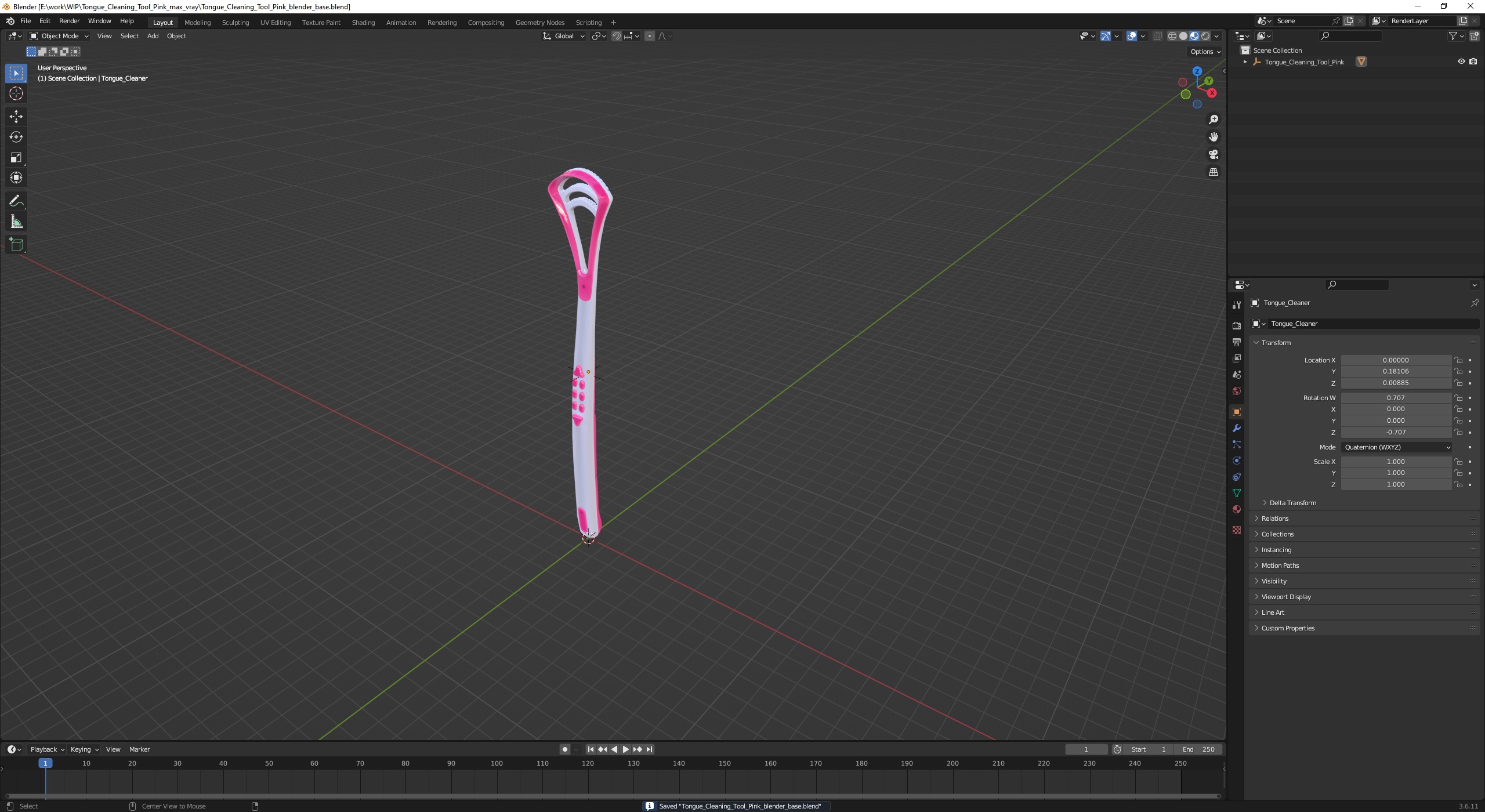 3D model Tongue Cleaning Tool Pink