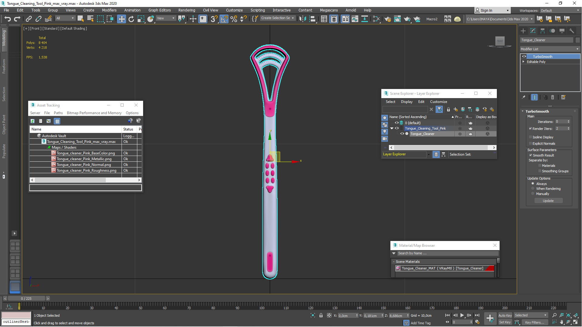 3D model Tongue Cleaning Tool Pink