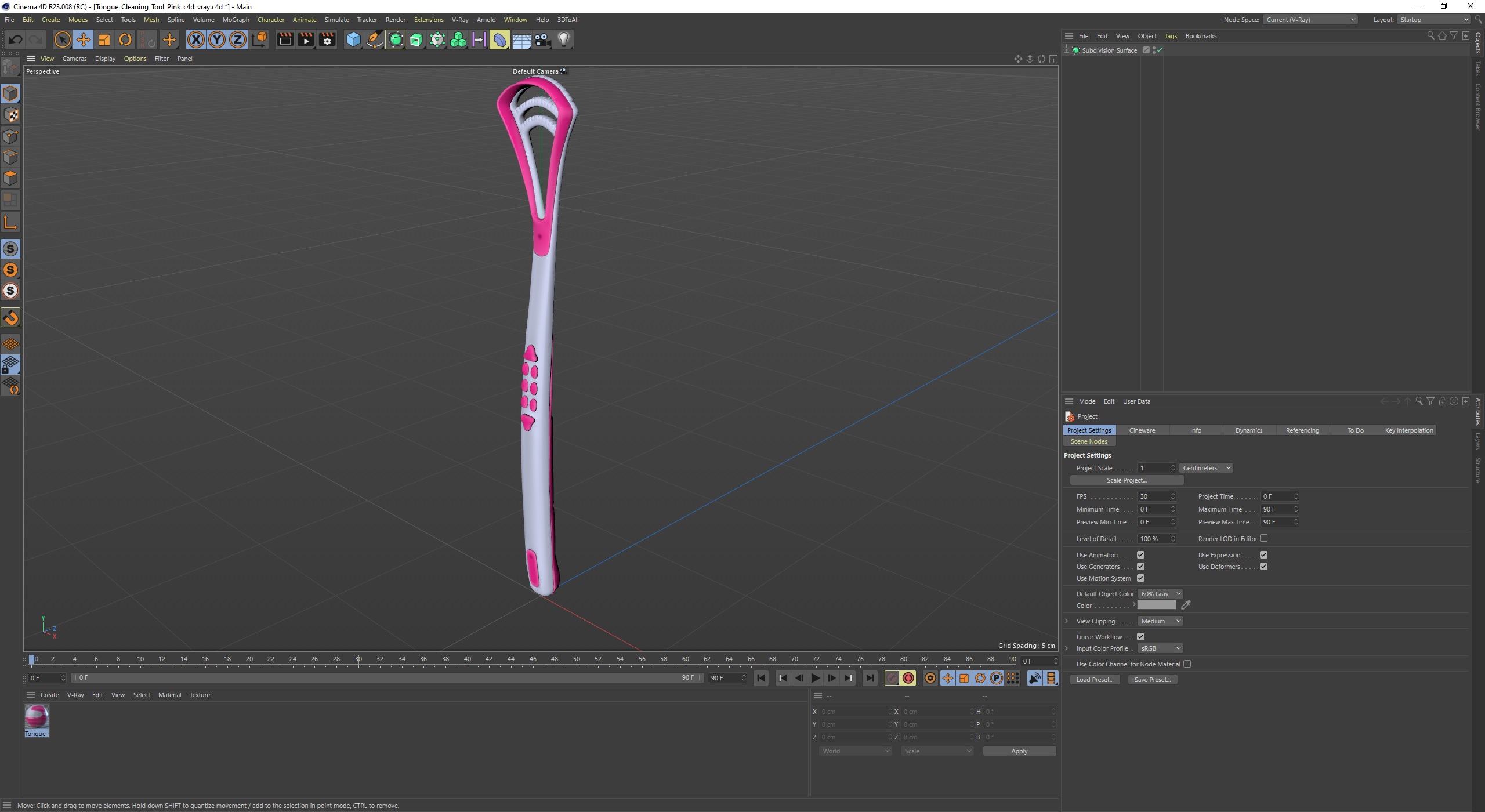 3D model Tongue Cleaning Tool Pink