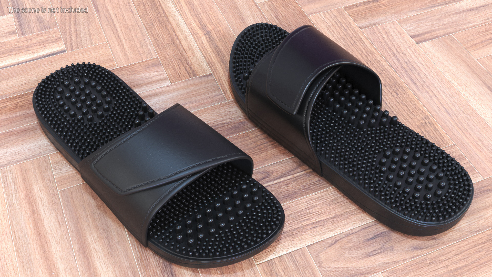 Massage Slippers Black 3D