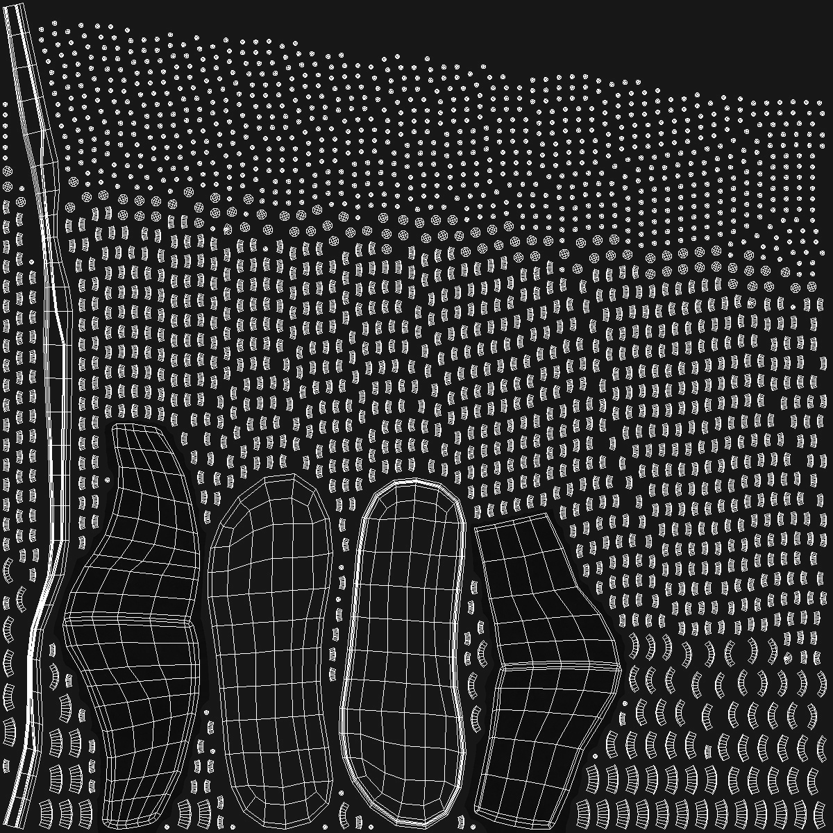 Massage Slippers Black 3D